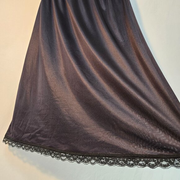 USA Vintage DEENA Fairy Girly BOHO Semi-Sheer Black Silky Half Slip Skirt Size L - Picture 6 of 16